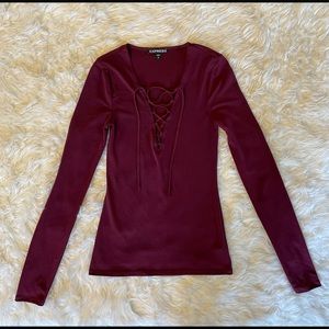 Express plum lace up top